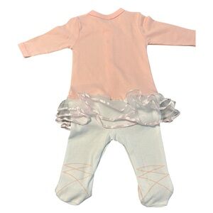 Baby Aspen Blush and Cream Ruffle Footie
